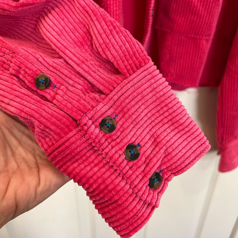 Urban Outfitters BDG Women's Cropped Corduroy Shacket in Bright Pink - Picture 7 of 7